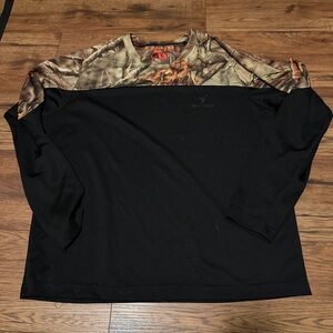 Huntworth Black and Camouflage Men's Shirt Large Hunting gear EUC Camo